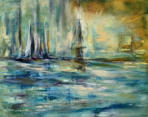 Sails at Sunset van Khrystyna Kozyuk, Schilderij te koop op Singulart