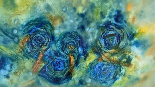 Blue Blossoms van Khrystyna Kozyuk, Schilderij te koop op Singulart