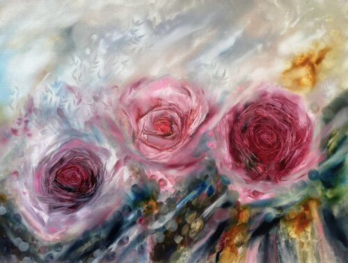 Rose Colored Roses van Khrystyna Kozyuk, Schilderij te koop op Singulart
