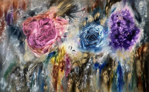 Feathered Roses van Khrystyna Kozyuk, Schilderij te koop op Singulart