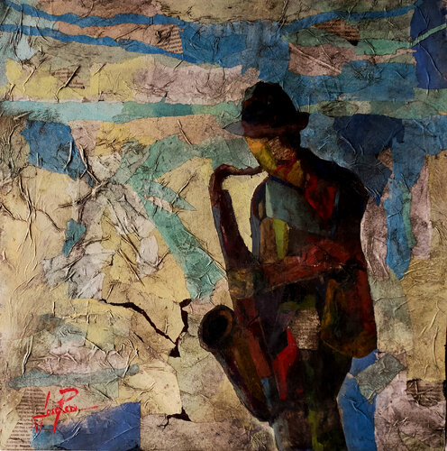 SERIE MUSICA (EL SAXOFONISTA 0001) par Josep Pozo, Peinture en vente sur Singulart