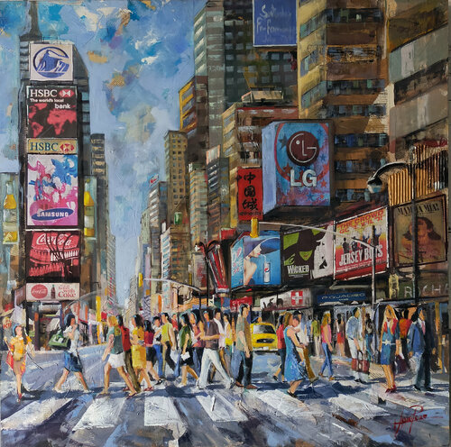 ESCENA EN TIMES SQUARE de Josep Pozo, Pintura a la venta en Singulart