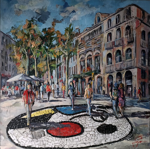 MOSAICO MIRÓ LA RAMBLA  BARCELONA van Josep Pozo, Schilderij te koop op Singulart