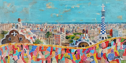 VISTA DE BARCELONA PARC GUELL van Josep Pozo, Schilderij te koop op Singulart