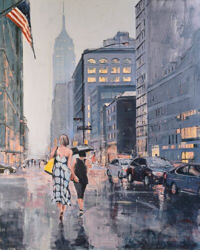 Walking on 5th Avenue von Jean-Charles Toullec, Malerei kaufen auf Singulart