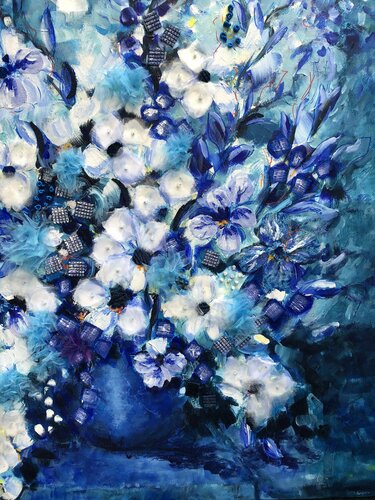 Blue flowers from Delft II by Gita Kalishoek, Painting for Sale on Singulart