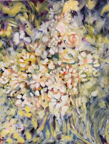 White floral abstract by Gita Kalishoek, 絵画 for Sale on Singulart