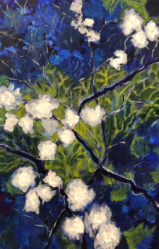 White on blue green van Gita Kalishoek, Schilderij te koop op Singulart