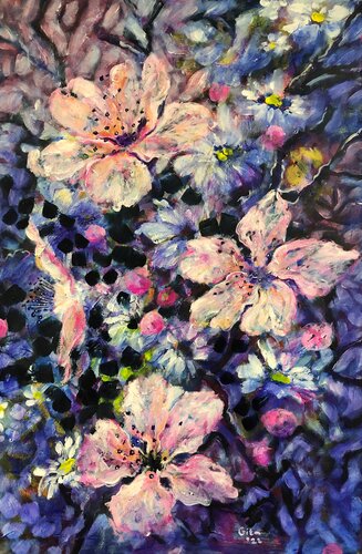 Pink & blue di Gita Kalishoek, Pittura in vendita su Singulart