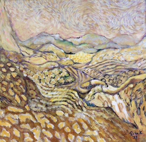 Yellow Landscape II van Gita Kalishoek, Schilderij te koop op Singulart