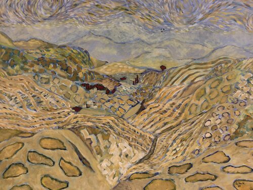 Yellow Landscape L par Gita Kalishoek, Peinture en vente sur Singulart