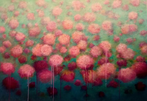 Peonies Merged and Submerged di Lee Campbell, Pittura in vendita su Singulart