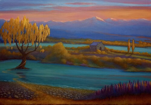 Two Lakes van Lee Campbell, Schilderij te koop op Singulart