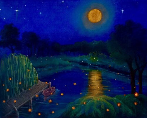 Fireflies van Lee Campbell, Schilderij te koop op Singulart