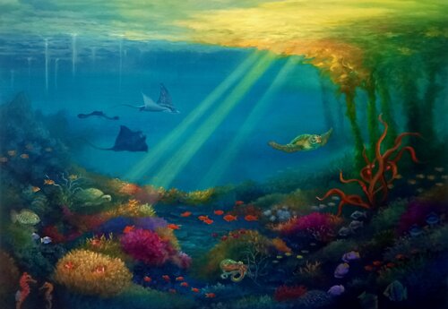 Pacifc Reef van Lee Campbell, Schilderij te koop op Singulart