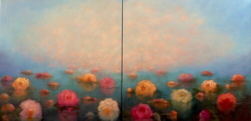 Roses Reflecting di Lee Campbell, Pittura in vendita su Singulart