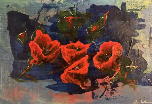 Roses rudérales par Alain Bulle, Peinture en vente sur Singulart