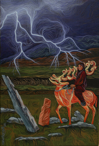 GOLDEN DEER de Caner Karavit, Pintura a la venta en Singulart