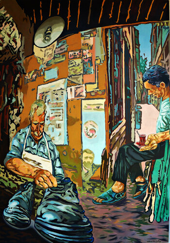 After Chating About Problem Of The Country in The Shoemaker von Caner Karavit, Malerei kaufen auf Singulart