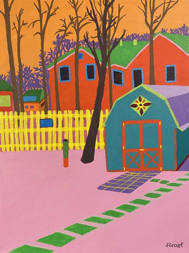 Shelby's Backyard van Sue Graef, Schilderij te koop op Singulart