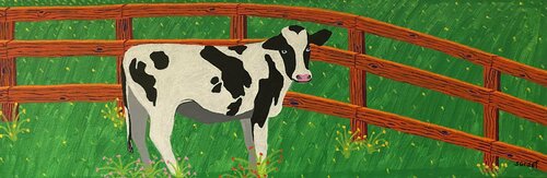 Cow and Fence van Sue Graef, Schilderij te koop op Singulart