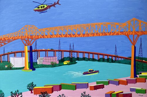 Pulaski Skyway van Sue Graef, Schilderij te koop op Singulart