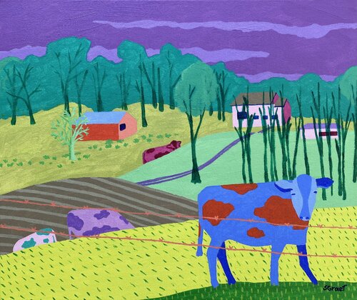 Four Cows by Sue Graef, Painting for Sale on Singulart
