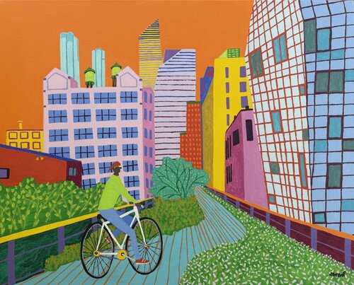 Bike Path by Sue Graef, 油畫 for Sale on Singulart