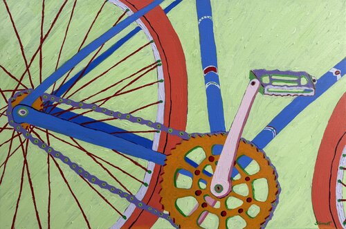 Blue Bike di Sue Graef, Pittura in vendita su Singulart