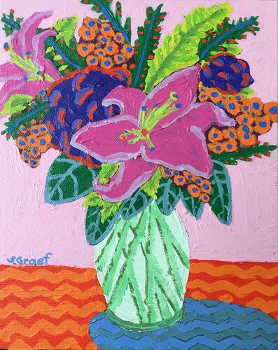 Flowers on Pink von Sue Graef, Malerei kaufen auf Singulart