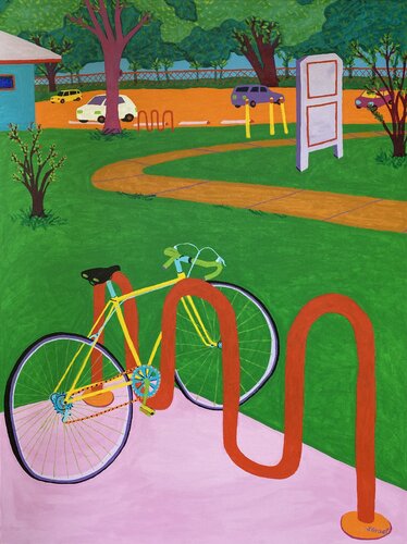 Bike in the Park di Sue Graef, Pittura in vendita su Singulart