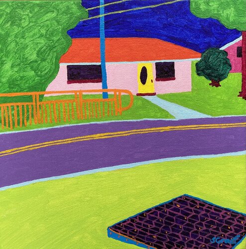 Red Roof di Sue Graef, Pittura in vendita su Singulart