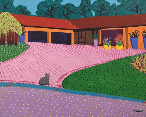 Cat on the Driveway von Sue Graef, Malerei kaufen auf Singulart