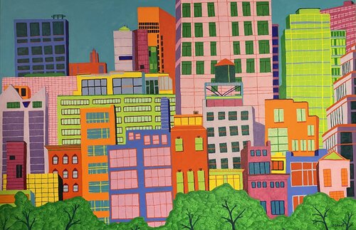 Somewhere Else in New York von Sue Graef, Malerei kaufen auf Singulart