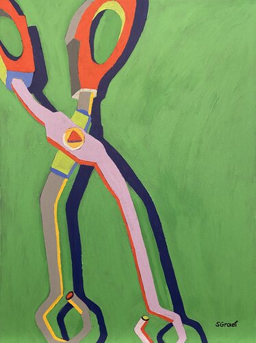 Tongs Dancing on Green par Sue Graef, Peinture en vente sur Singulart