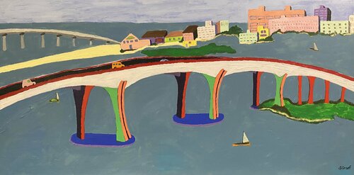 Clearwater Bridge by Sue Graef, 회화 for Sale on Singulart