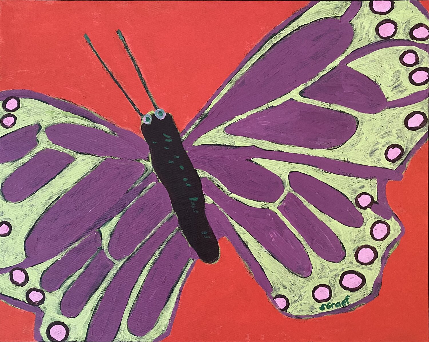 Butterfly on Red Sue Graef