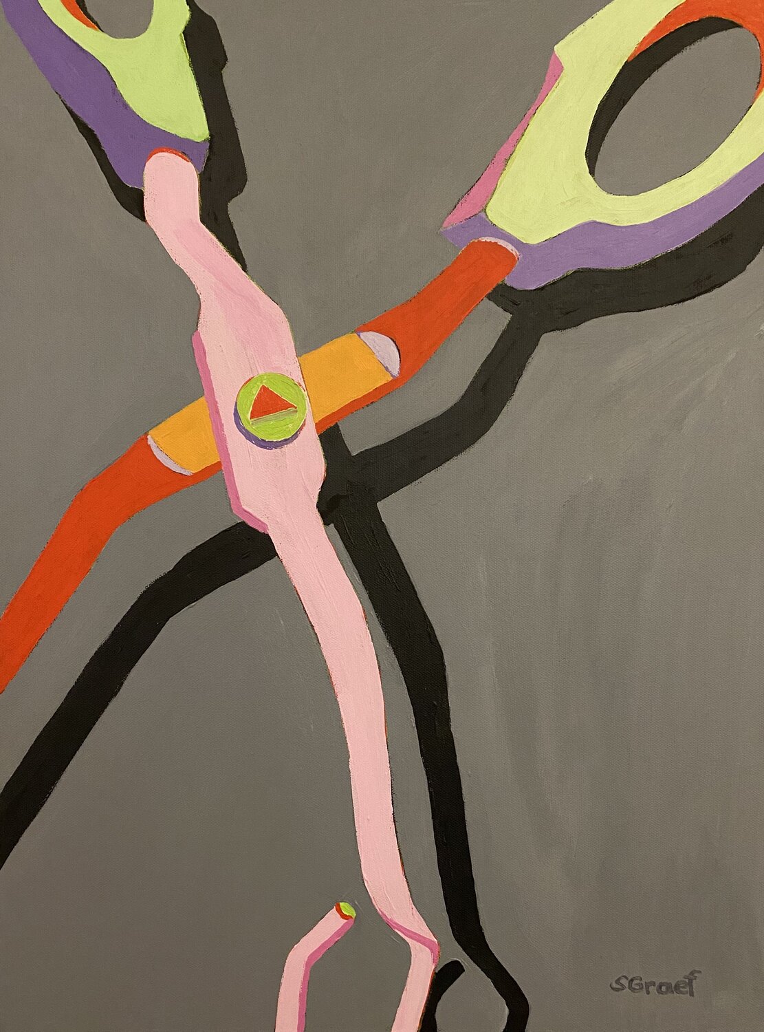 Tongs on Gray Sue Graef Dipinto originale in vendita