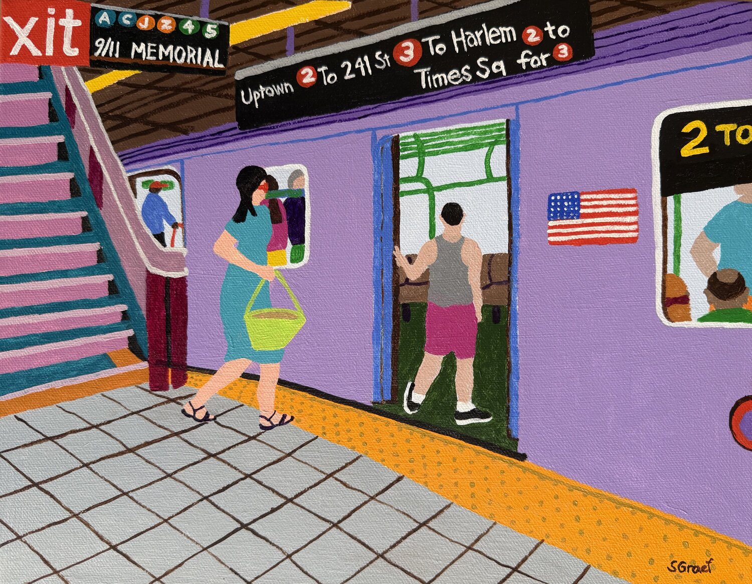 Catching the Train Sue Graef オリジナル絵画 販売中