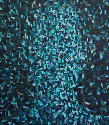 Head dissolved - green blue black di Ilona Ottenbreit, Pittura in vendita su Singulart