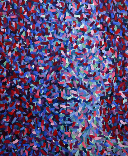 Head blue red - who am I van Ilona Ottenbreit, Schilderij te koop op Singulart