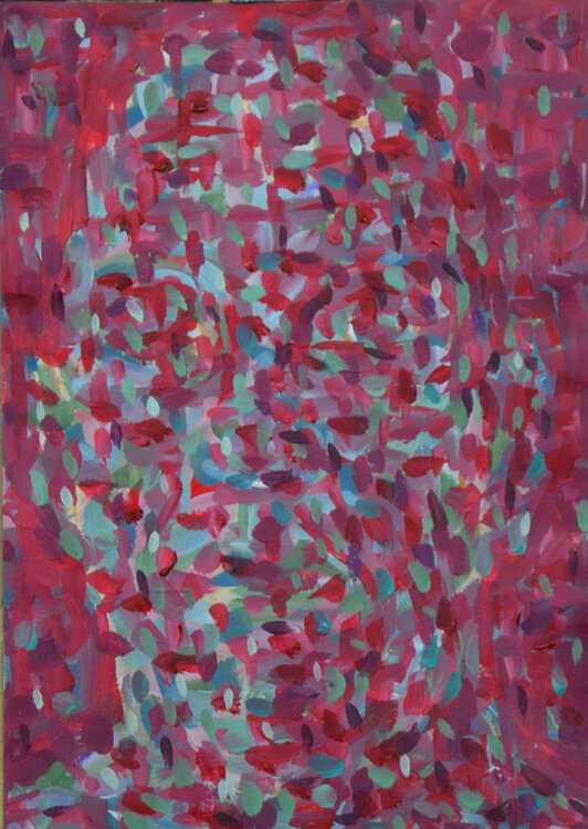 Small dissolved head red/green . 2022 Ilona Ottenbreit