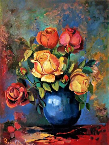 " Yellow and Red Roses " di Reneta Isin, Pittura in vendita su Singulart