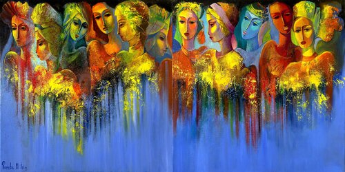 " Contemporary Casting " Diptych  ( 11 Civilizations ) par Reneta Isin, Peinture en vente sur Singulart