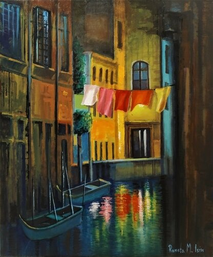" Night in Venice " - Boats von Reneta Isin, Malerei kaufen auf Singulart