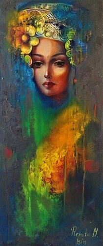 " Queen of Flowers " van Reneta Isin, Schilderij te koop op Singulart