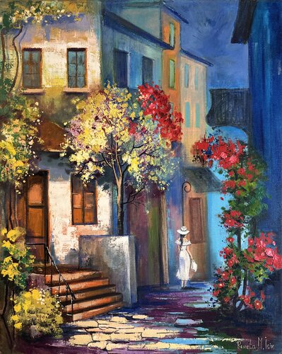 " Old Cozy Street " Positano Italy di Reneta Isin, Pittura in vendita su Singulart