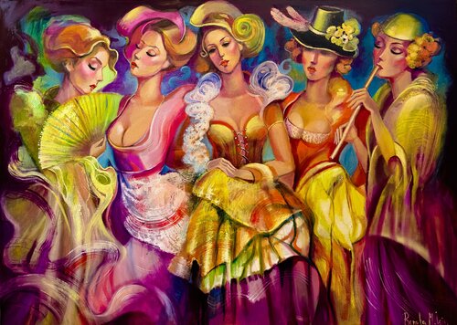 " Moulin Rouge " Dancers di Reneta Isin, Pittura in vendita su Singulart