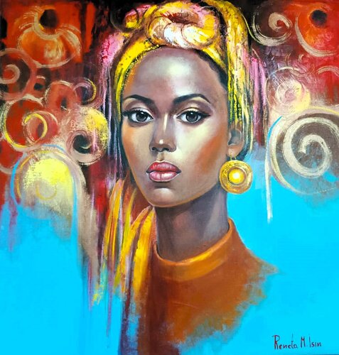 African Beauty di Reneta Isin, Pittura in vendita su Singulart