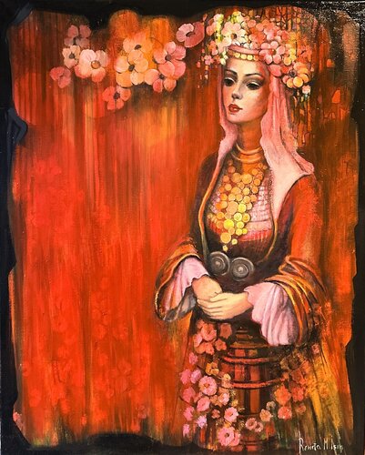 " Woman in Red " van Reneta Isin, Schilderij te koop op Singulart